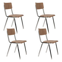 ESSZIMMERSTÜHLE Back to School Walnussfarben/Chroom - 4 er Set - Braun, Holz (43/83/47cm) - Zuiver