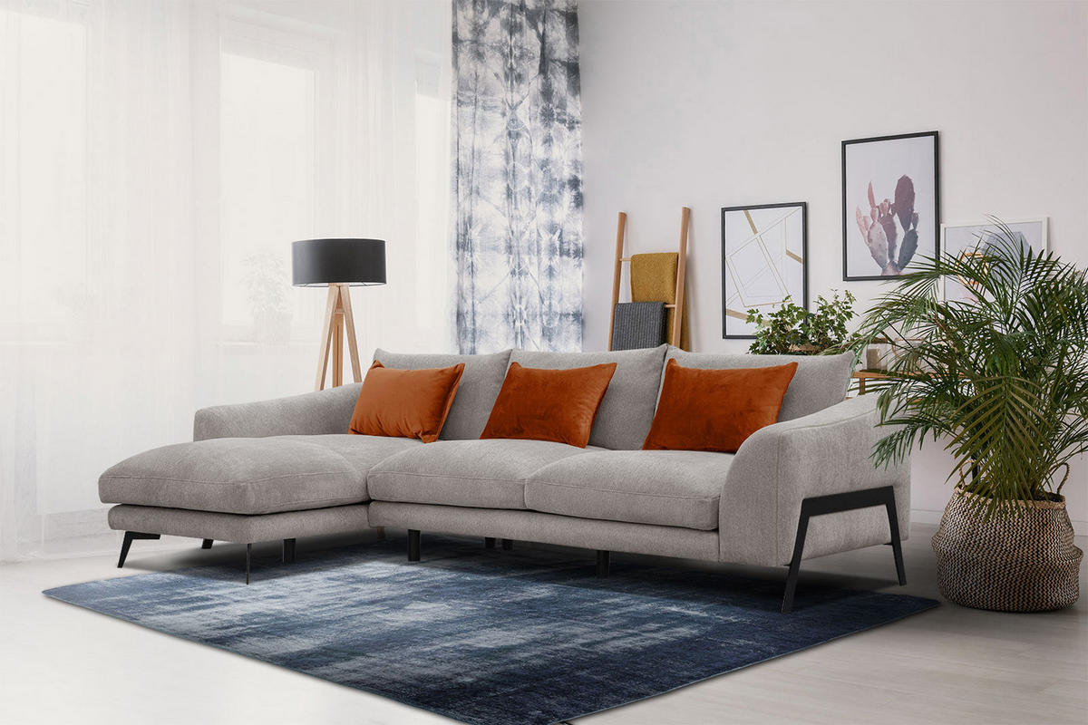 ECKSOFA WINTER 4-Sitzer, taupe - Taupe/Schwarz, Holzwerkstoff/Textil (158/269cm) - Courtois Laville