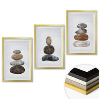 WANDBILDER 3er Set - 40x60 cm Goldrahmen - Minimalistische Boho-Steine - Goldfarben, Kunststoff (40/60cm) - ArtPrintCave