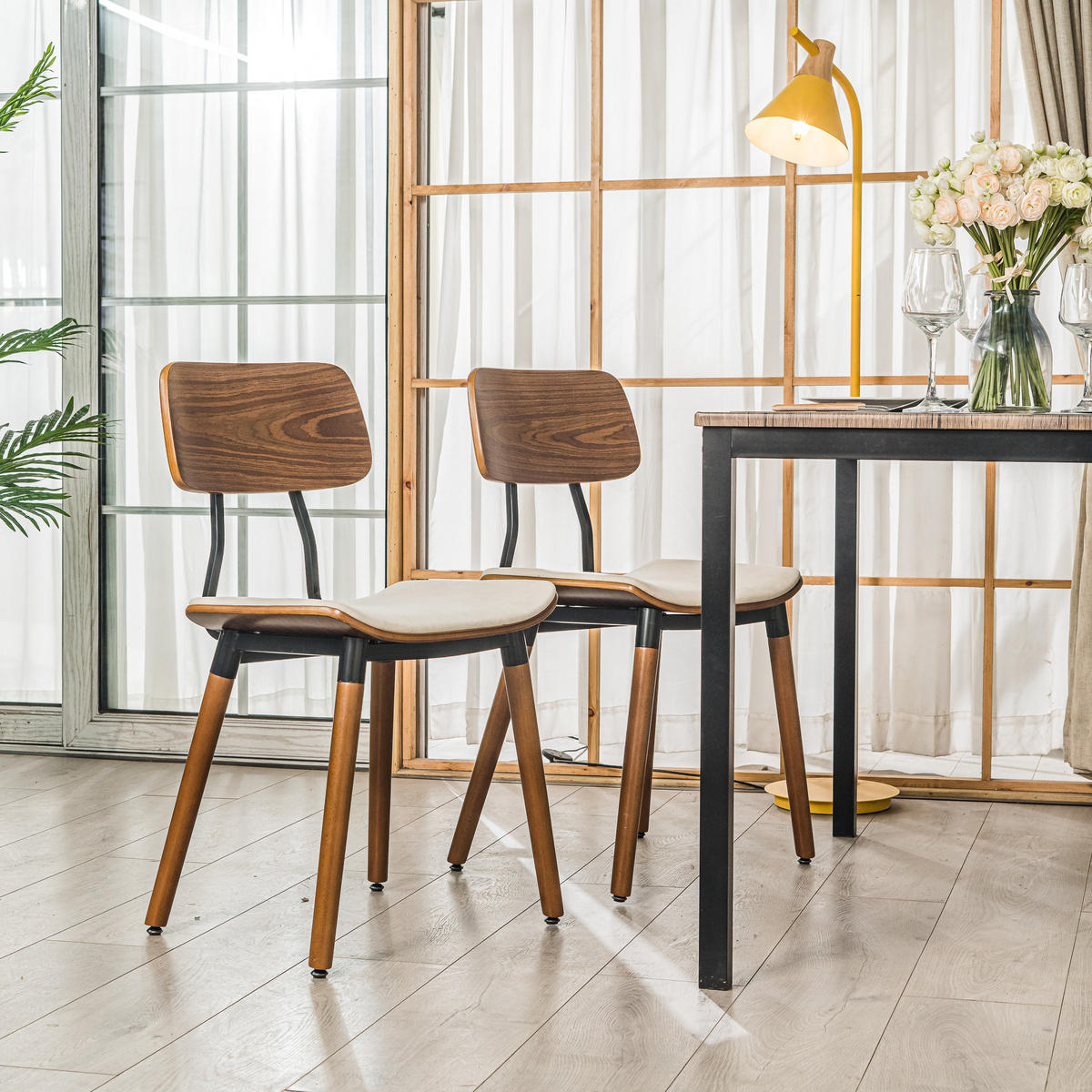 STUHL 2er-Set Stoff Beige - Beige, Textil (44/82/50cm) - Nordlys