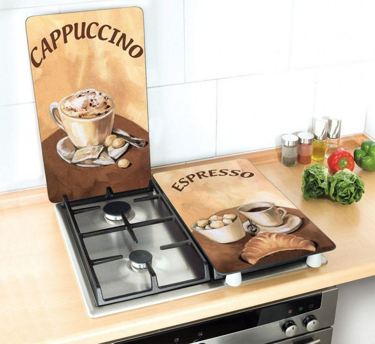 GLASPLATTE für Herd - 2 Stück Coffee 52/30 cm - Braun, Glas (30/52cm) - Wenko