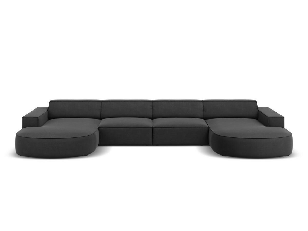 PANORAMASOFA Jodie aus Samt grau 6 Sitzplätze - Grau, Textil (166/70/364cm) - Micadoni