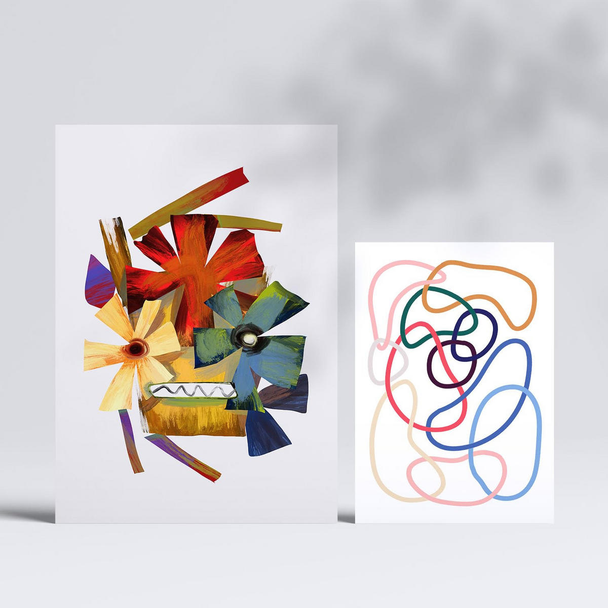POSTER Set Mit 6 Handte Kunst In Blume Zusammenfassung Ästhetische Dekorative Gemälde Für Ihr Wohnzimmer, Schlafzimmer, Zuhause A3 & A4 Rahmenlos - Klar, Papier (29/3cm) - Nacnic