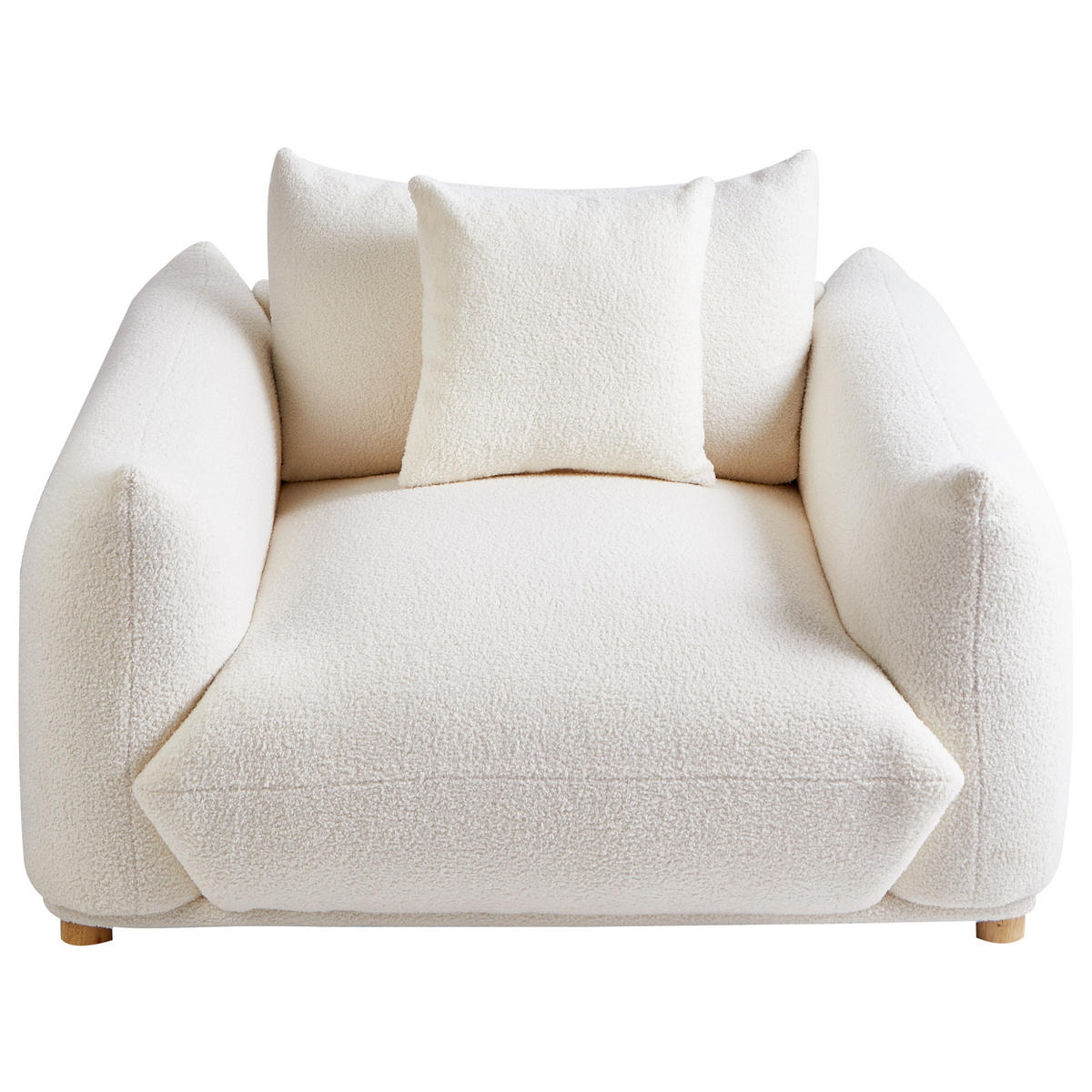 SESSEL Bouclé Cremeweiß Luvos - Creme/Weiß, Textil (120/74/108cm) - Beliani