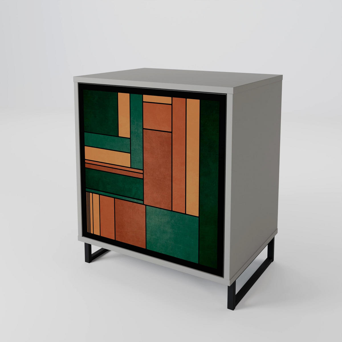 SIDEBOARD EARTHY FIGURES, Grau, 57,5x42x57,5 cm, Ohne Füße - Multicolor/Grau, Holzwerkstoff (57.5/57.5/42cm) - SpaceRebels