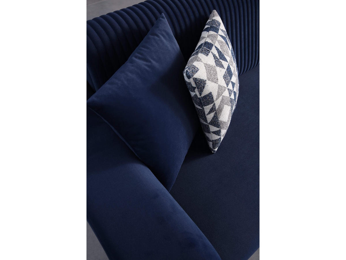 SOFA Santiago 2-Sitzer Samtstoff Blau - Blau, Textil/Metall (180/86/93cm)
