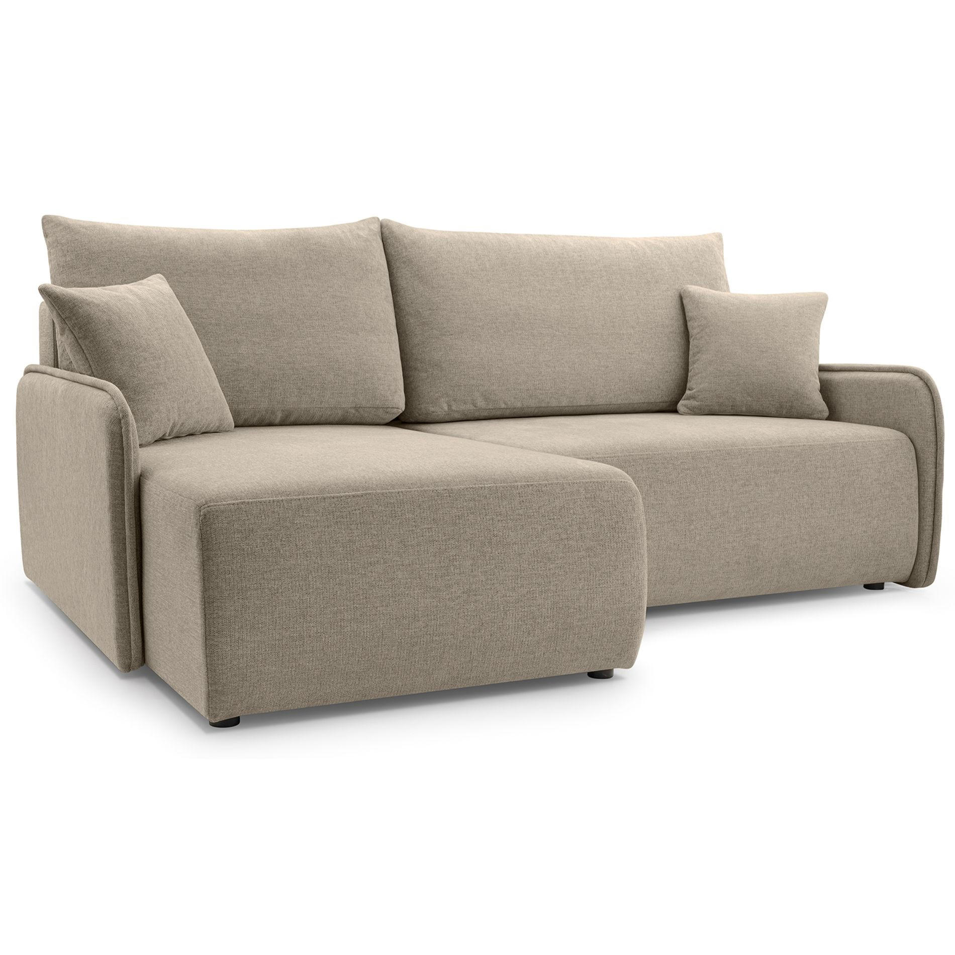 ECKSOFA Netarro, Dunkelbeige Chenille, linksseitig - Beige/Schwarz, Kunststoff/Textil (198/147cm) - Selsey