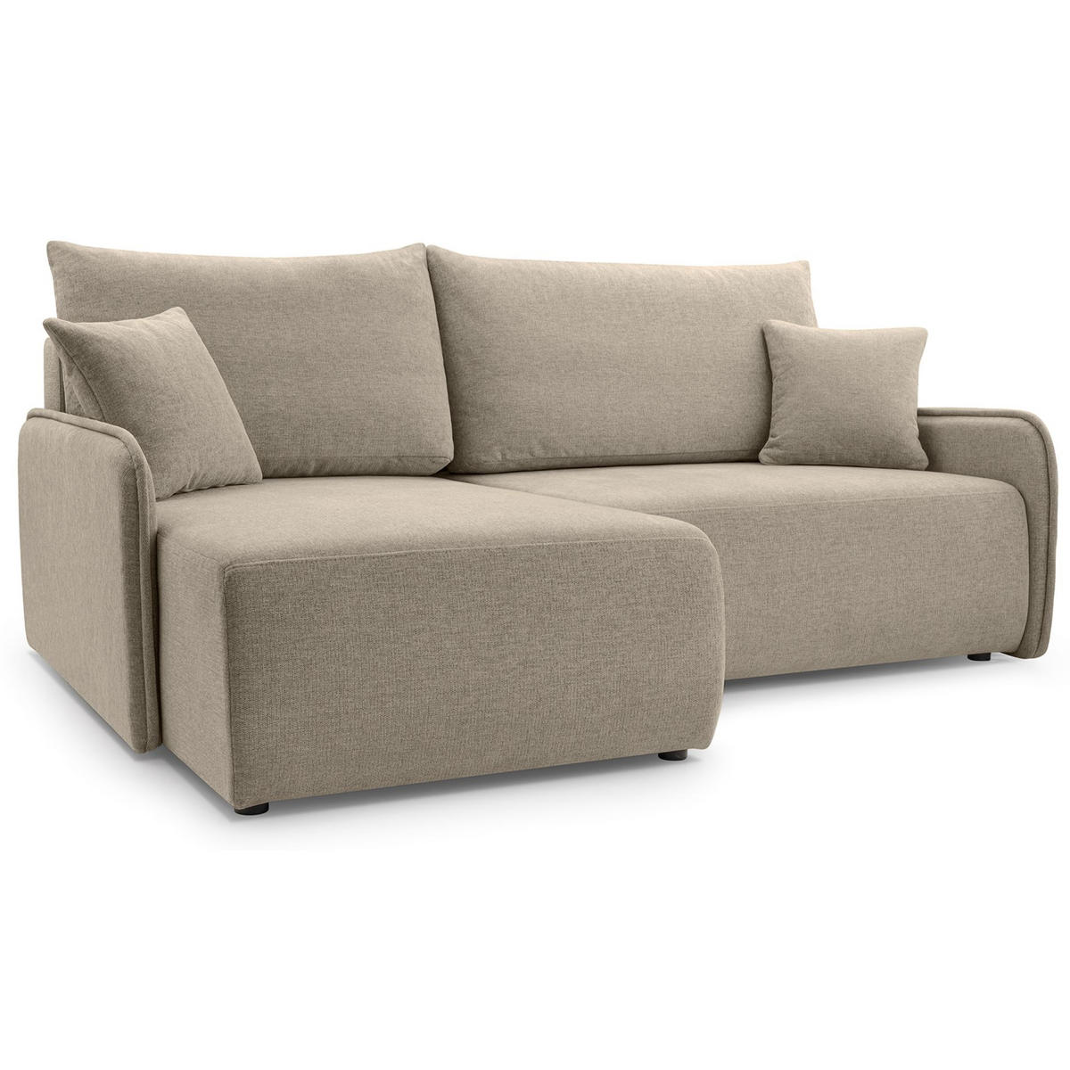ECKSOFA Netarro, Dunkelbeige Chenille, linksseitig - Beige/Schwarz, Kunststoff/Textil (198/147cm) - Selsey