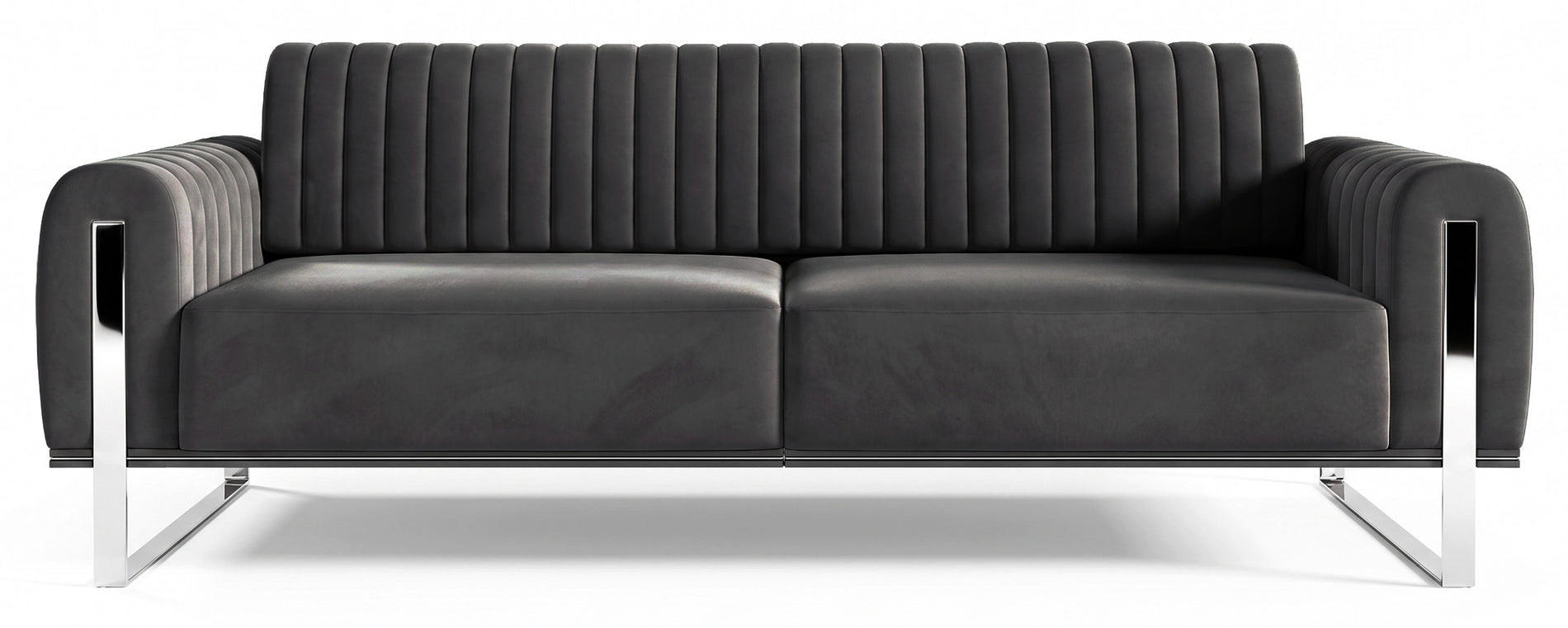 SOFA Parissa 228 cm - Dunkelgrau/Silberfarben, Holz/Metall (228/79/92cm) - Selsey