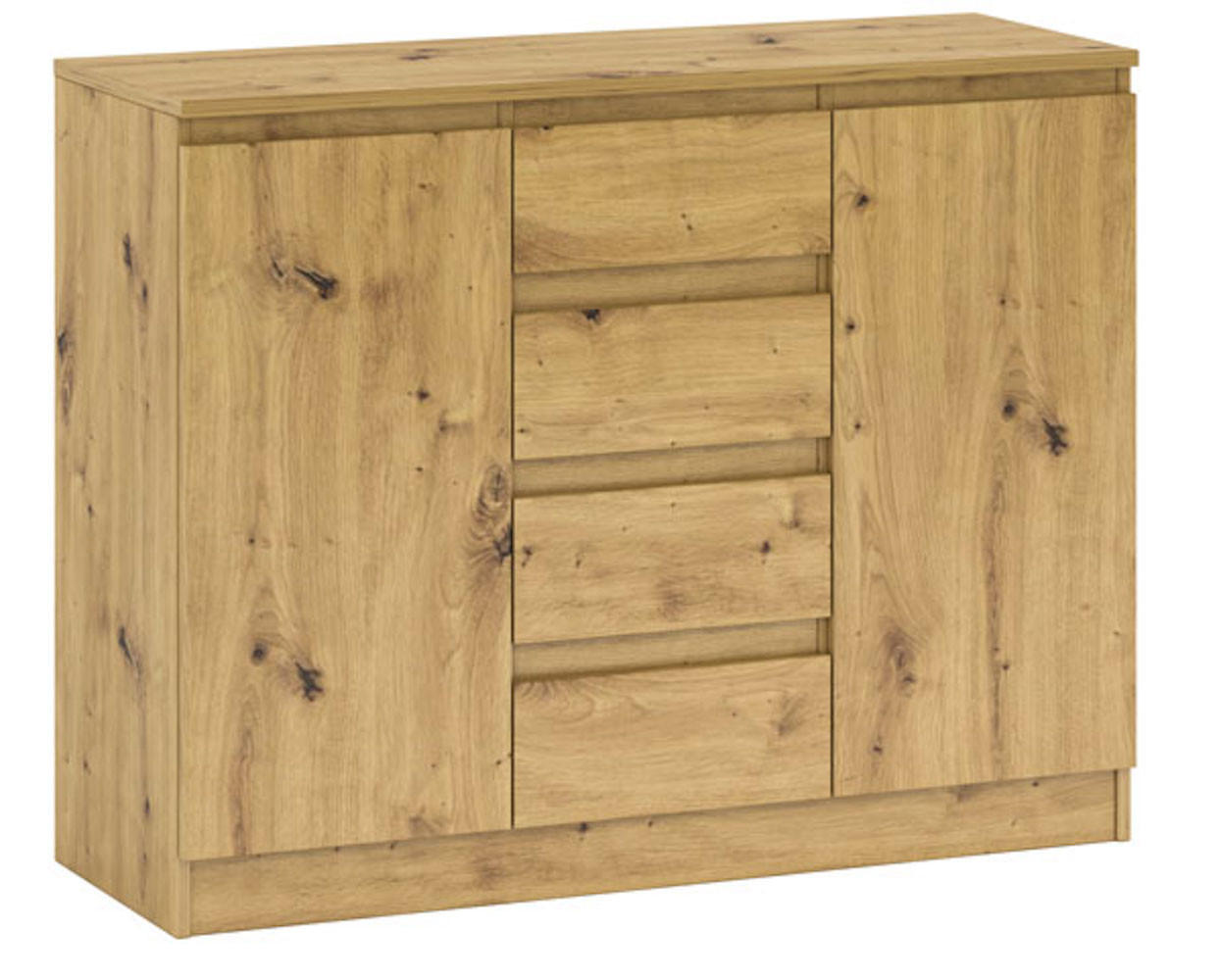 KOMMODE A1a Artisan Eiche 109 / 37 / 85 cm - Eiche Artisan/Weiß, Holz/Holzwerkstoff (109/85/37cm) - Feldmann-Wohnen