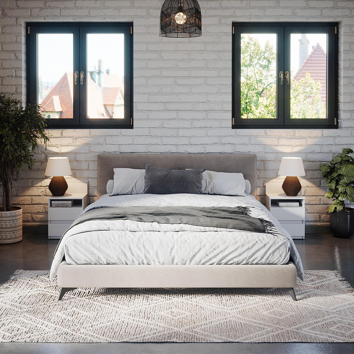 NACHTTISCH Monty Weiß 39.6 x 59.1 cm 2er Set - Weiß, Holzwerkstoff (32.3/59.1/39.6cm) - Vicco