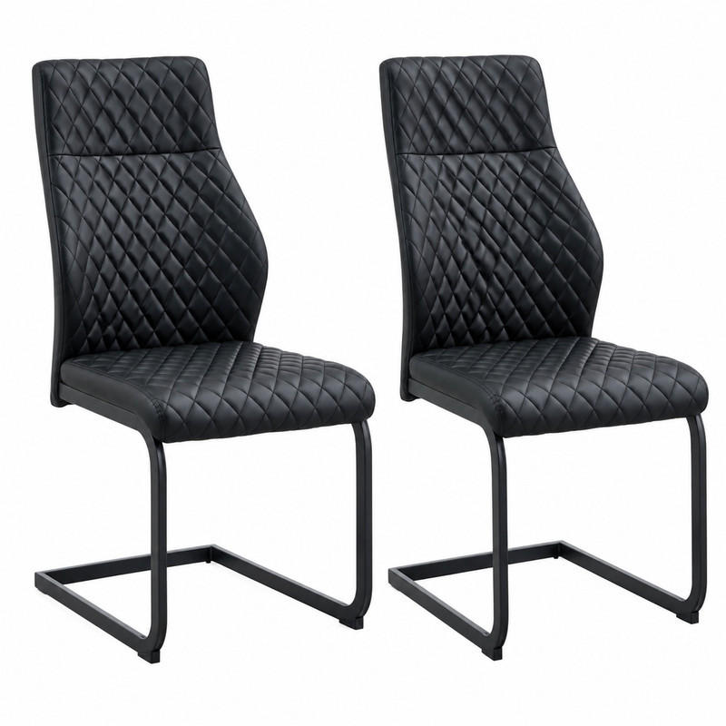 ESSZIMMERSTUHL 2er-Set mit hoher Rückenlehne 100 cm PU-Lederoptik Schwarz - Schwarz, Metall (63/100/43cm) - Meubliv
