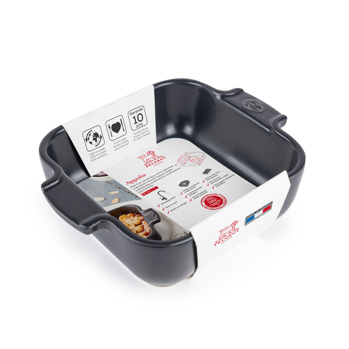 AUFLAUFFORM Keramik Appolia 18cm Quadratisch Schiefergrau Spülmaschinenfest - Grau, Keramik (14/18/5.1cm) - PEUGEOT