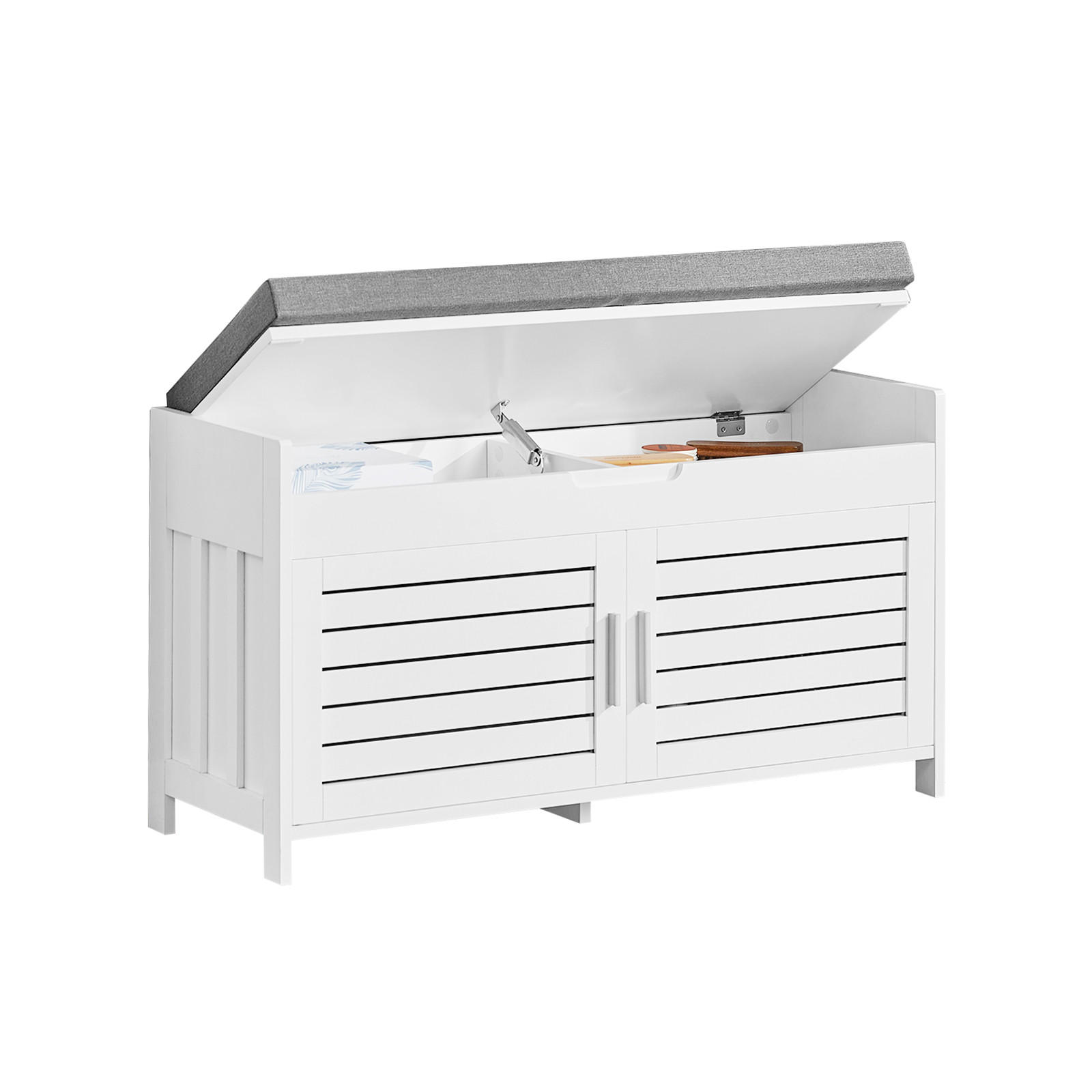 SCHUHBANK Weiß - Weiß, Holzwerkstoff (90/50/33cm) - SoBuy