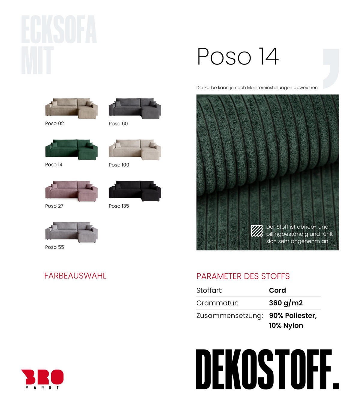 ECKSOFA ADI mit Schlaffunktion Dunkelgrün Cord - Dunkelgrün, Textil (244/143cm) - Bromarkt