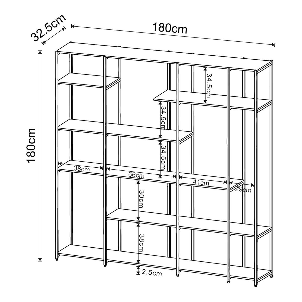 STANDREGAL Rælingen - Schwarz, Metall (180/180/32.5cm) - [en.casa]