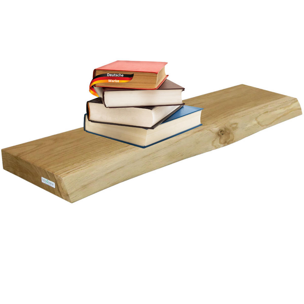 WANDREGAL Holz schwebend KYLO Eichenholz Massiv mit Baumkante 70x22x4 cm - Braun, Holz (70/4/22.2cm) - DELUKE