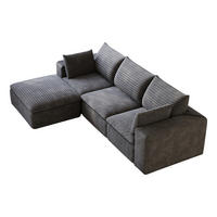 ECKSOFA DE-34773 3-Sitzer mit ottomane Dunkelgrau - Dunkelgrau, Textil (160/260cm) - ComfortXL