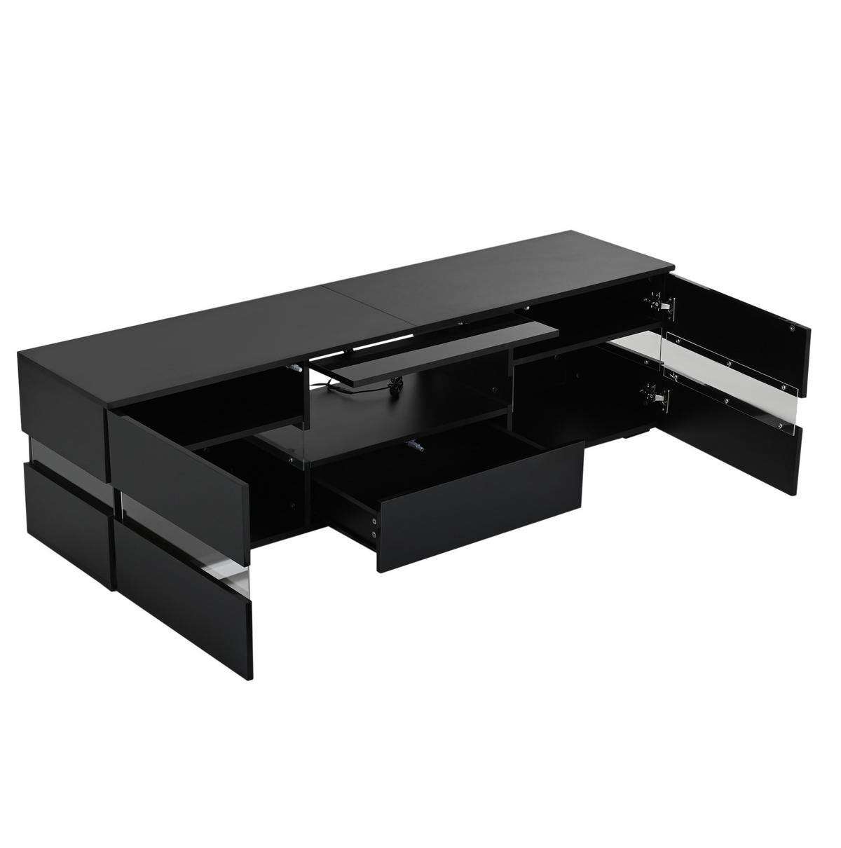 TV-ELEMENT mit LED-Beleuchtung 160 x 39 x 45 cm Schwarz - Schwarz, Holzwerkstoff (39/45/160cm) - Beauniv