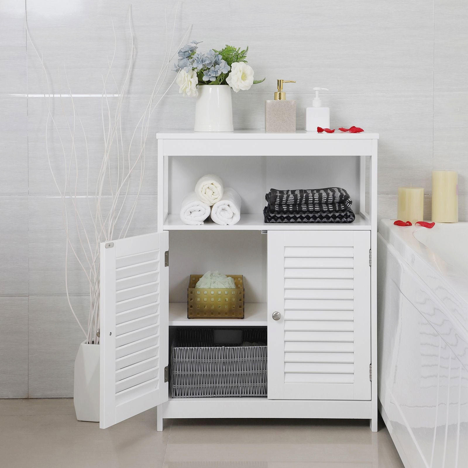 BADEZIMMERSCHRANK BADEZIMMERREGAL - Weiß, Holzwerkstoff (80/30/60cm) - Hansiro