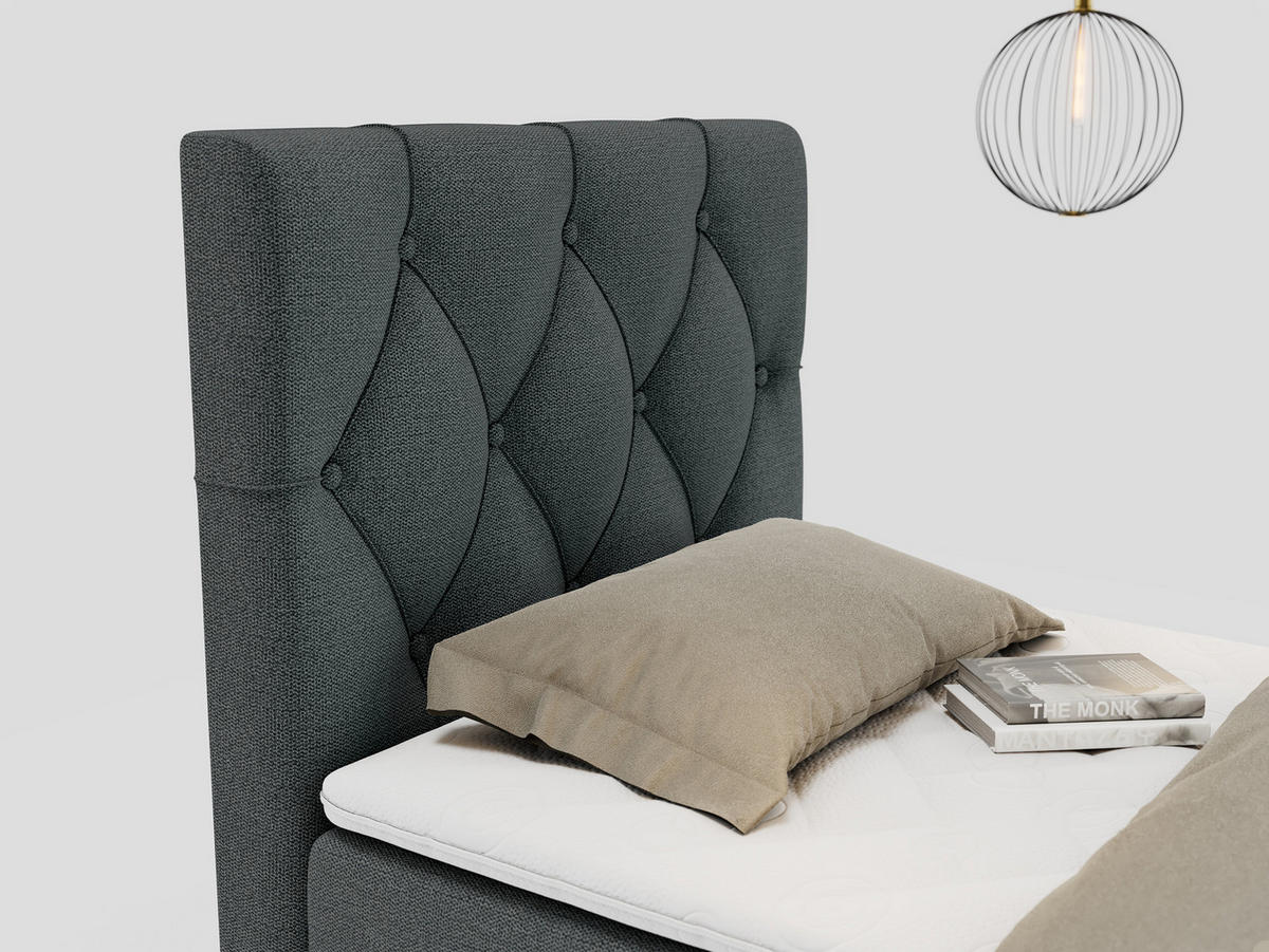 BOXBETT ALDA 90/200 Dunkelgrau Struktur - H4 - Links Seite - Dunkelgrau, Holz/Textil (90/200cm) - MKS