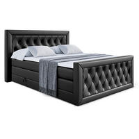 BOXSPRINGBETT NOEL-Z KING - 120 x 200 - H3/H4 - Schwarz Hochglanz - Schwarz Hochglanz, Holzwerkstoff (120/200cm) - ALTDECOR