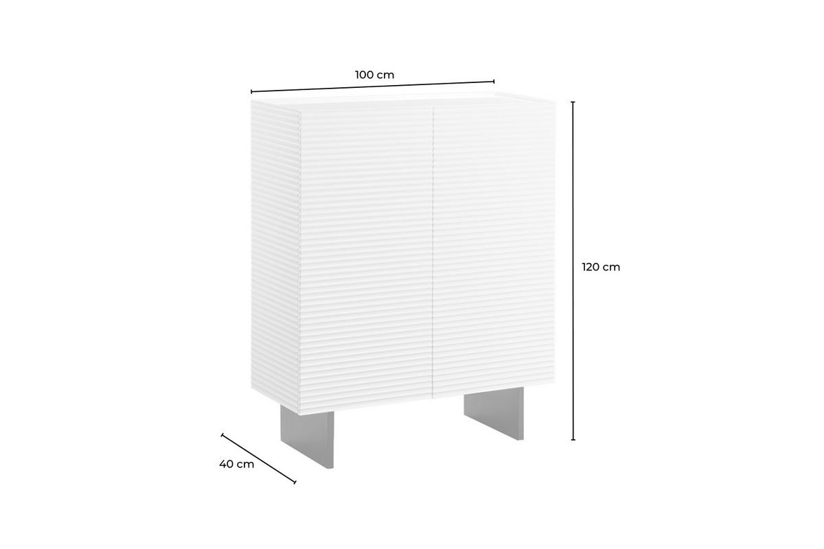 HIGHBOARD LYNN Weiß Holz - Schwarz/Weiß, Holzwerkstoff/Metall (100/120/40cm) - KAWOLA