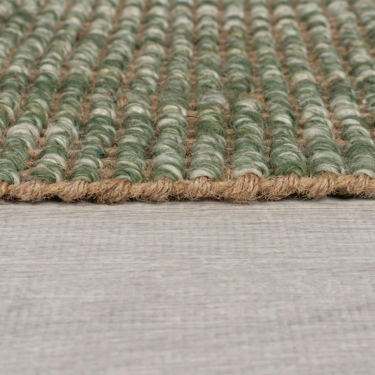 TEPPICH Jute-Wolle-Mix, handgewebt WEAVER, Grün 80x150 cm - Grün, Textil (80/150cm) - KADIMA DESIGN