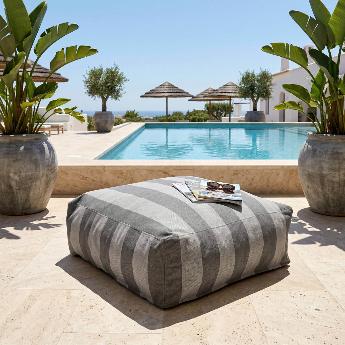 OUTDOOR-SITZSACK, Grau - Grau, Textil - Oviala