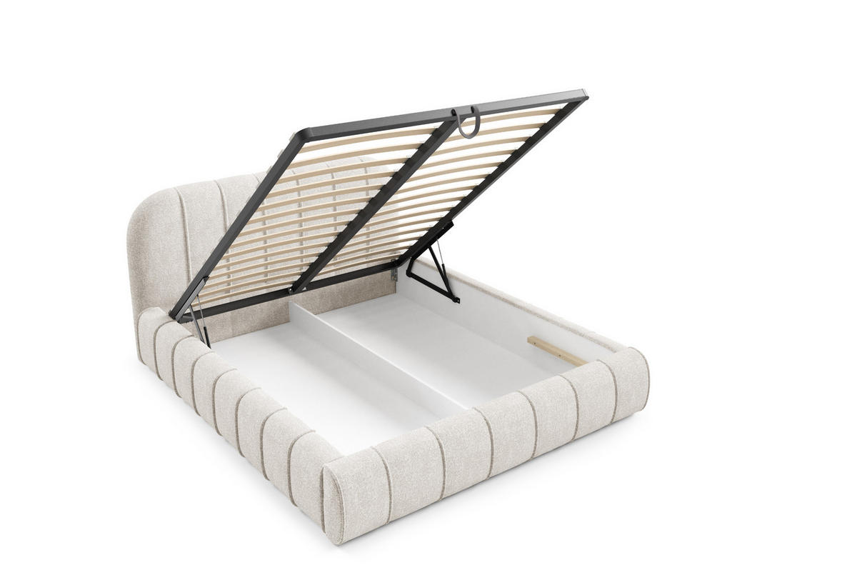 POLSTERBETT mit Stauraum 200x200 cm in Creme - Creme, Textil (200/200cm) - Home Collective