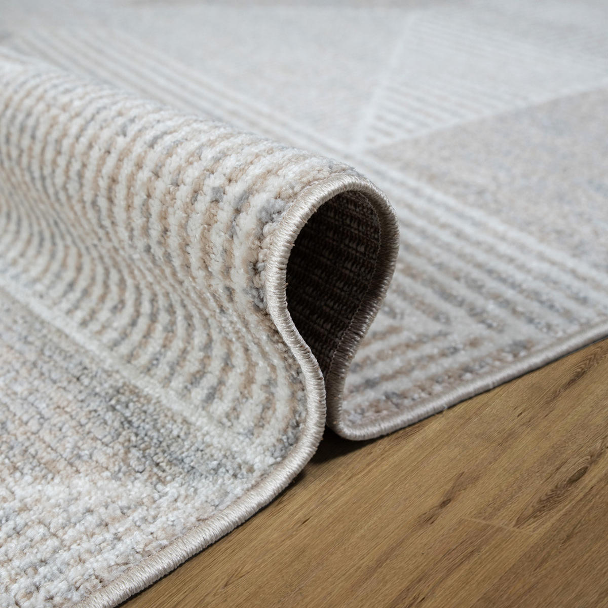 TEPPICH Harmonia geometrisches Design Dreieck Hoch-Tief-Effekt beige 160 x 230 cm - Beige/Creme, Kunststoff/Textil (160/230cm) - oKu-Tex