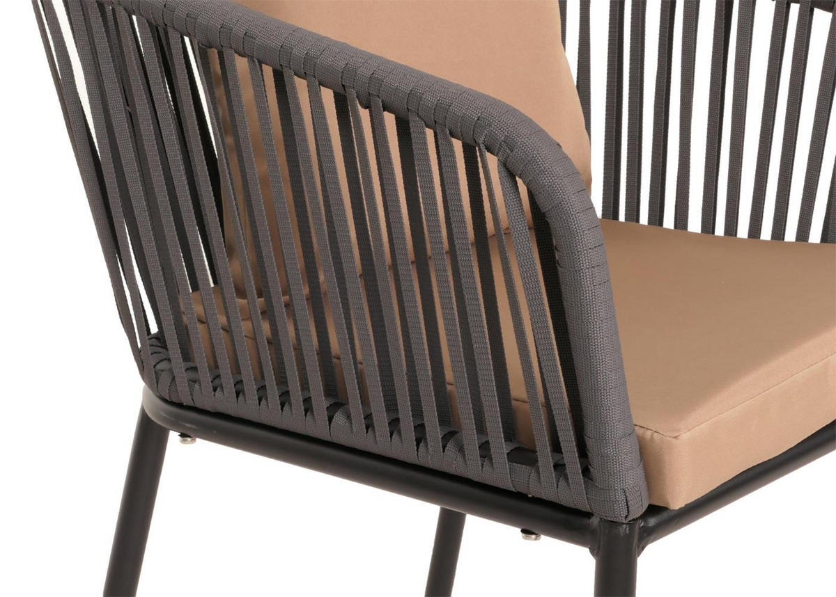 GARTENGARNITUR Tisch+4xStuhl Anthrazit Taupe - Anthrazit, Metall - PROREGAL