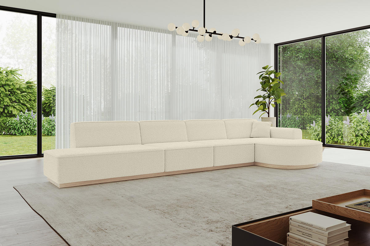 ECKSOFA Ottomane Rechts ARRIO-L3 - 413x171x83 cm Beige - Beige, Holzwerkstoff/Textil (413/171cm) - ALTDECOR