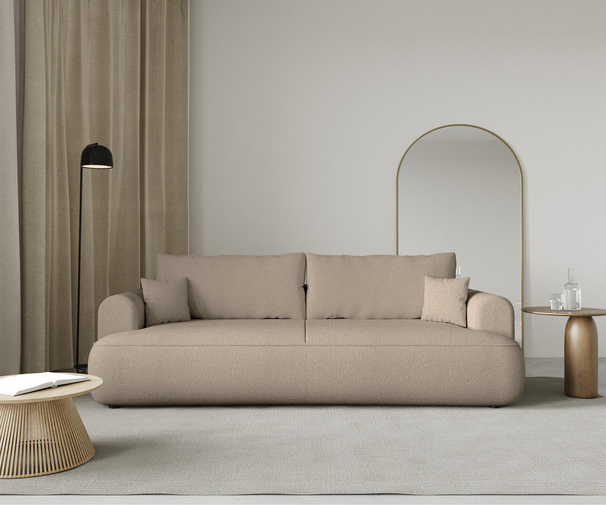 SCHLAFSOFA Ovo Beige 250 cm - Beige/Schwarz, Kunststoff/Textil (250/92/110cm) - Selsey