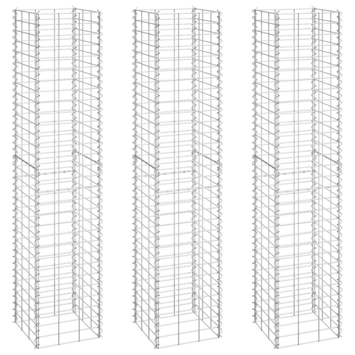 GABIONEN-HOCHBEETE 3 Stk. 30x30x150 cm Eisen - Silberfarben, Metall (30/150/30cm) - furnicato