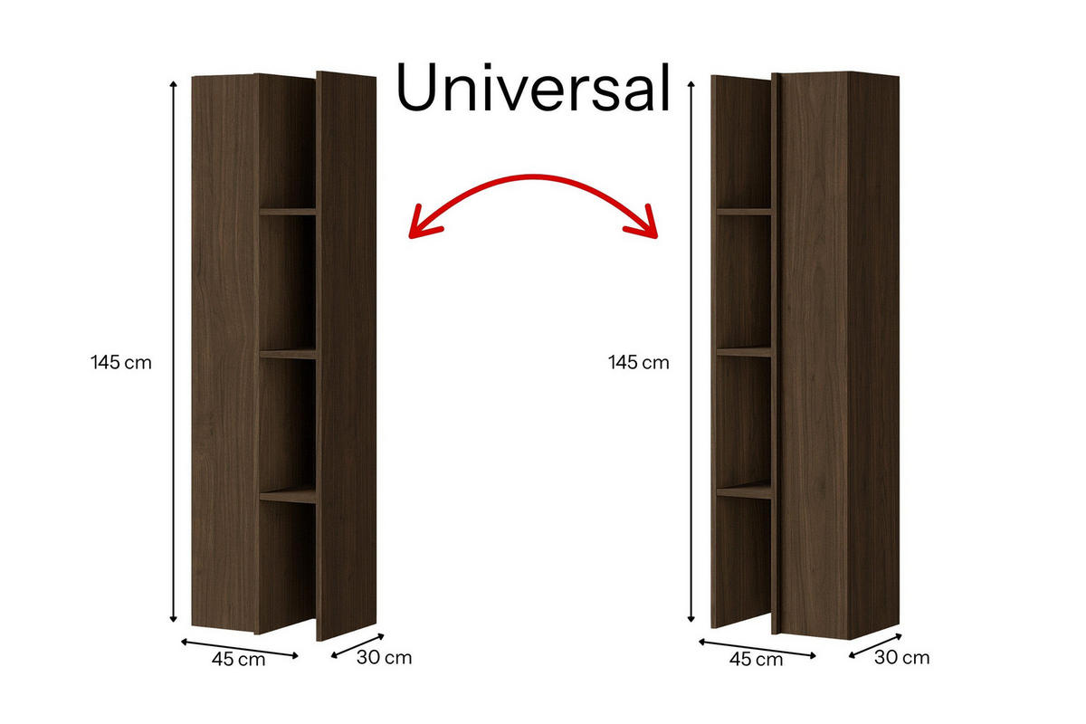 HÄNGEREGAL VELORA 40/145/30 cm in Villa-Nussbaum - Braun, Holzwerkstoff (40/145/30cm) - Deine Möbel 24