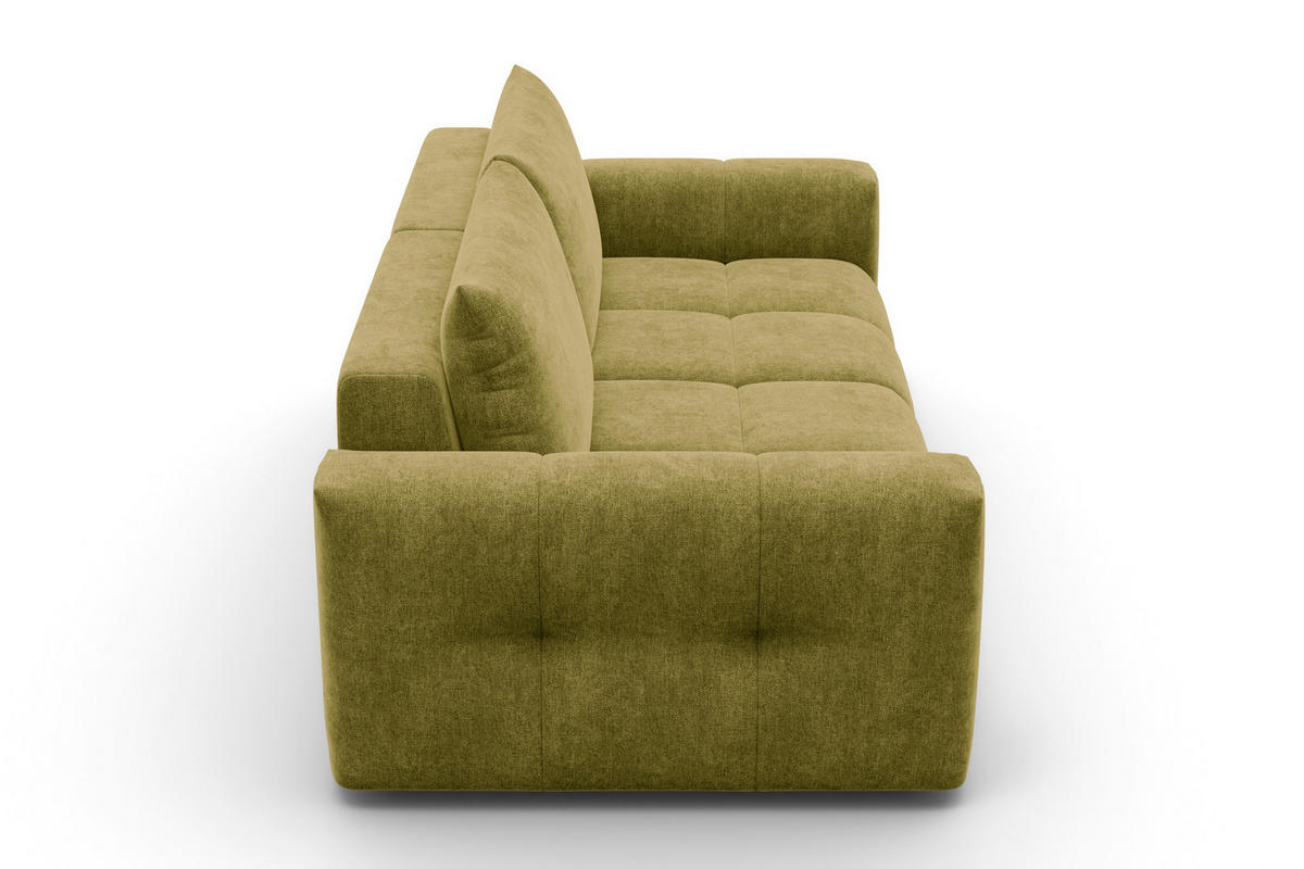 SOFA VERONA 3-Sitzer, Khaki - Schwarz/Grün, Holz/Textil (224/83/110cm) - Courtois Laville