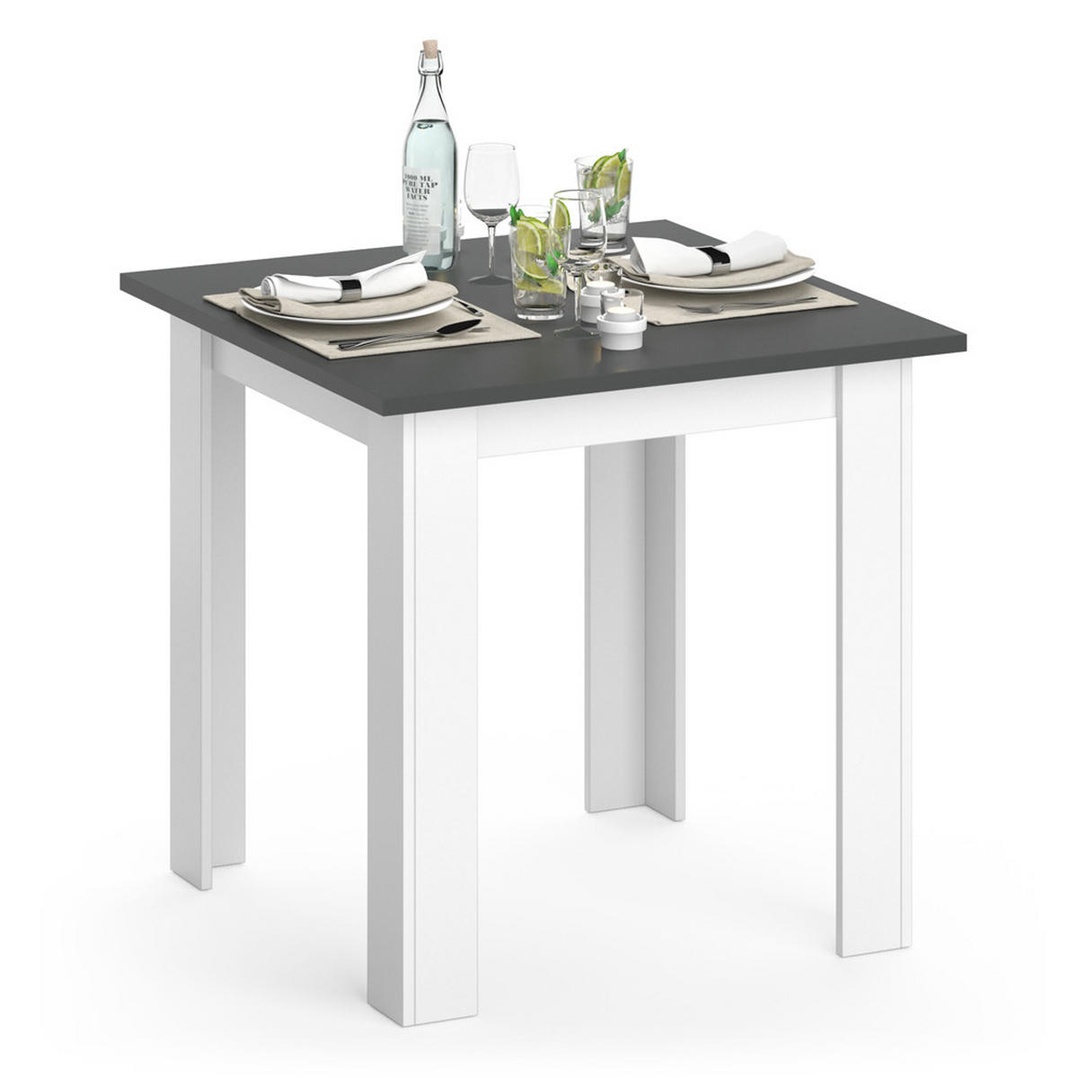 ESSTISCH Karlos Anthrazit 80 x 80 cm - Anthrazit, Holzwerkstoff (80/80/76.6cm) - Vicco