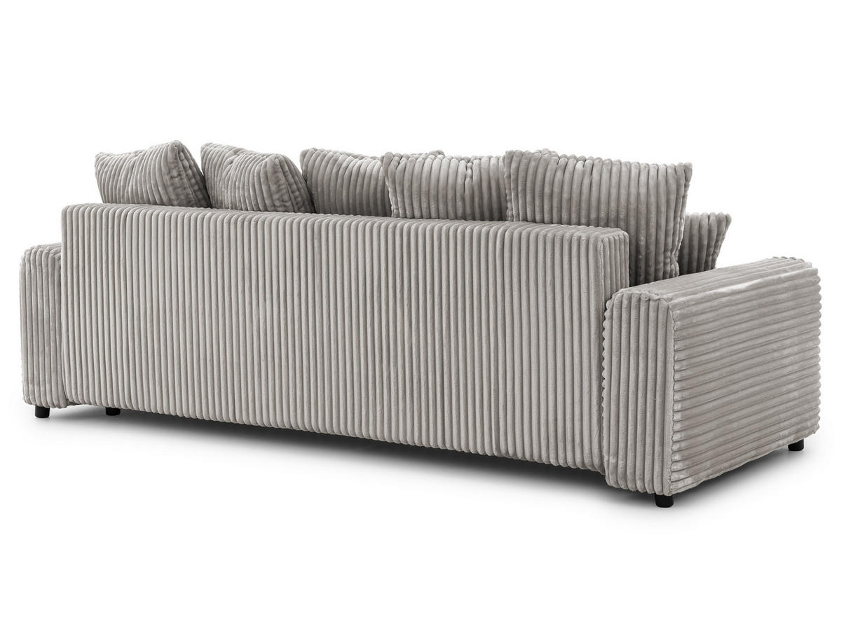 SCHLAFSOFA Calma mit Bettkasten im Bumpy-Design aus weichem Taupe Plüschcord - Taupe/Schwarz, Holz/Kunststoff (239/88/98cm) - S-Style