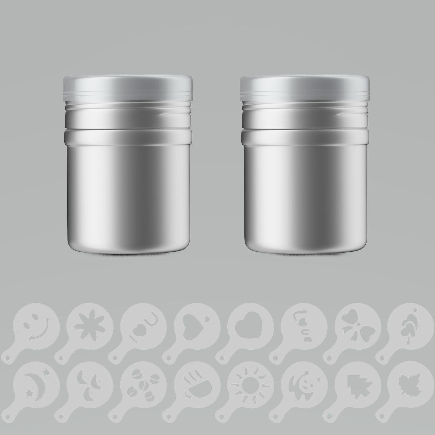 PUDERSTEUER Pulverschüttler Schablonen 18-teiliges Set - Multicolor, Metall (5.3/7/5.3cm) - Intirilife