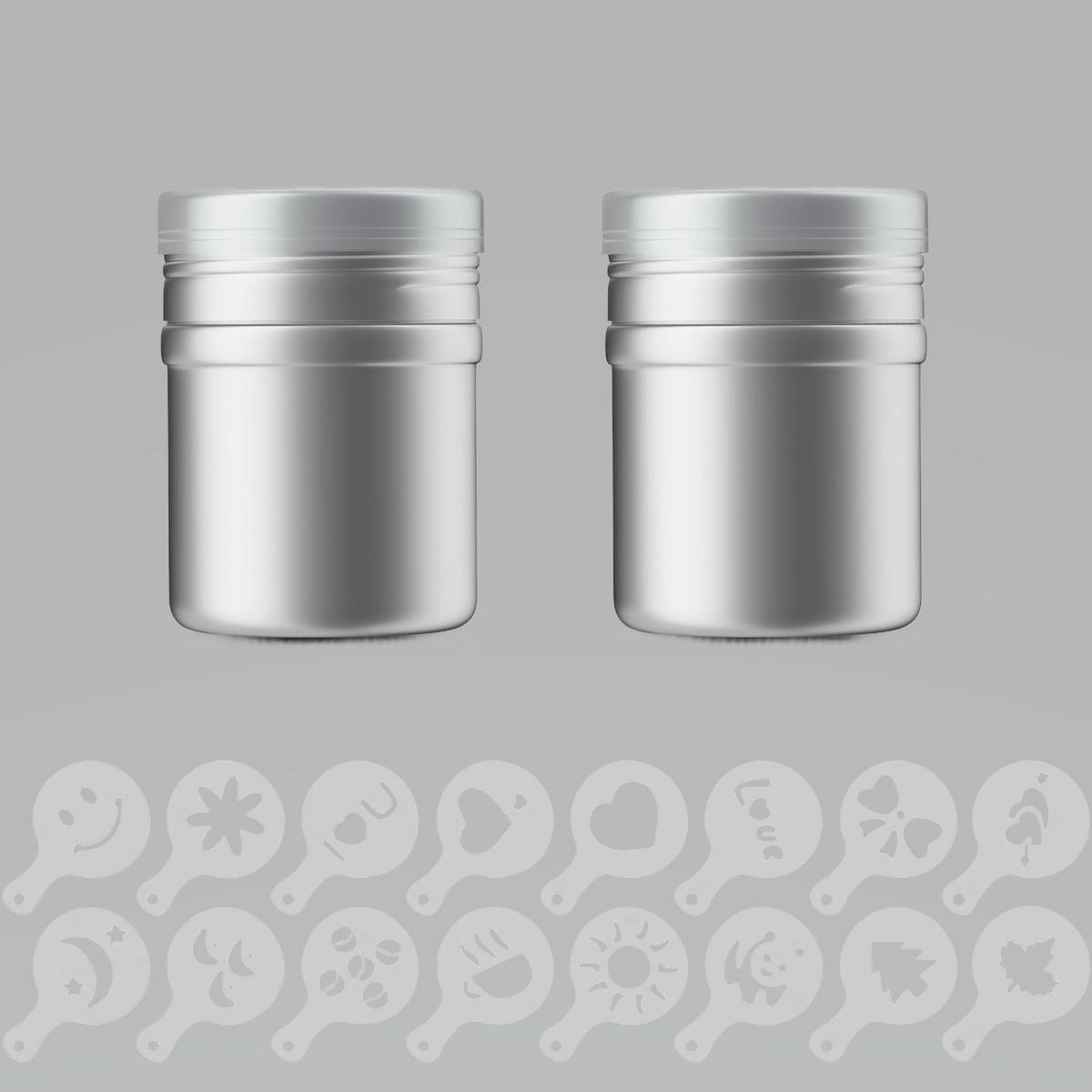 PUDERSTEUER Pulverschüttler Schablonen 18-teiliges Set - Multicolor, Metall (5.3/7/5.3cm) - Intirilife