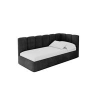 EINZELLBETT Jugendbett mit Bettkasten, Links - DEXY 90x200 Schwarz - Schwarz, Holzwerkstoff/Textil (90/200cm) - ALTDECOR