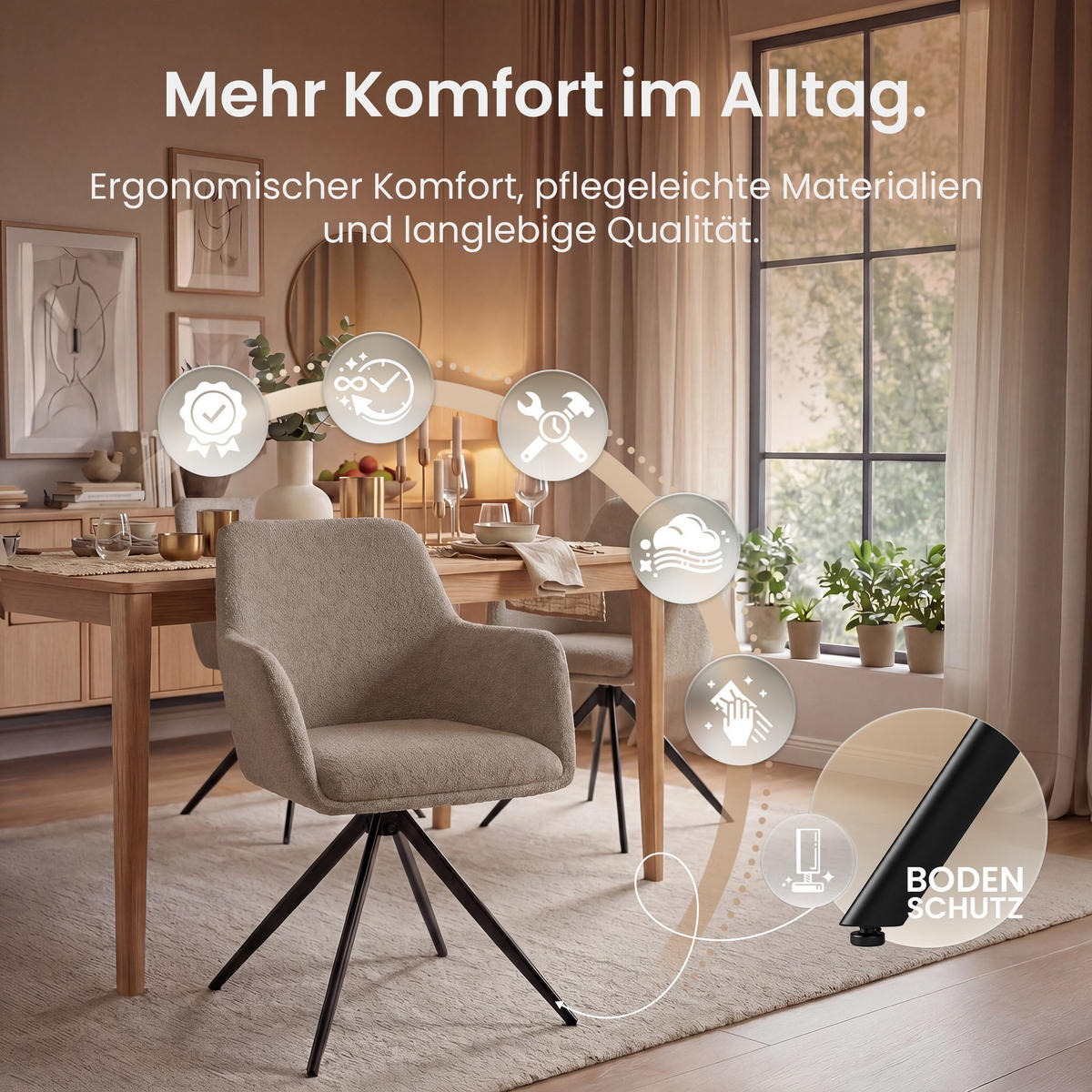 ESSZIMMERSTUHL Stoff Taupe - Taupe/Schwarz, Textil/Metall (56/82/58cm) - CLP
