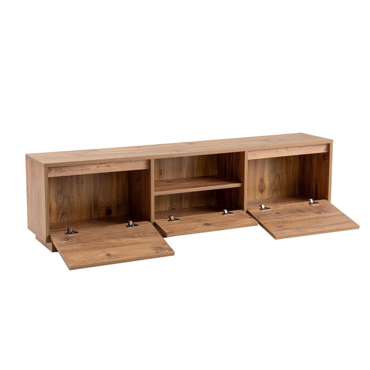 TV-MÖBEL mit 3 klappbaren türen und 1 offenem fach - vanguard 160/29,5/42 cm - Beige, Holzwerkstoff (29.5/42/160cm) - Calicosy