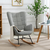 RELAXSESSEL für den Garten mit Schaukelfunktion, Ergonomische Sitzfläche aus weichem Stoff, Grau - Grau, Holz/Textil (66/97/84cm) - Meubles Cosy