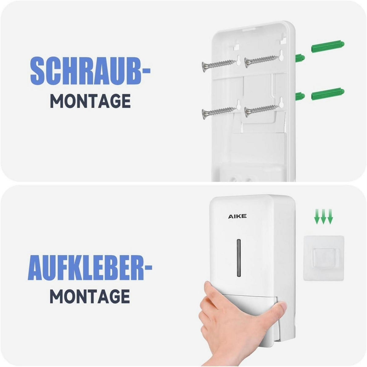 SEIFENSPENDER Wandmontage Ohne Bohren 800ML Weiß - Weiß, Kunststoff (10.6/25.9/12.7cm)