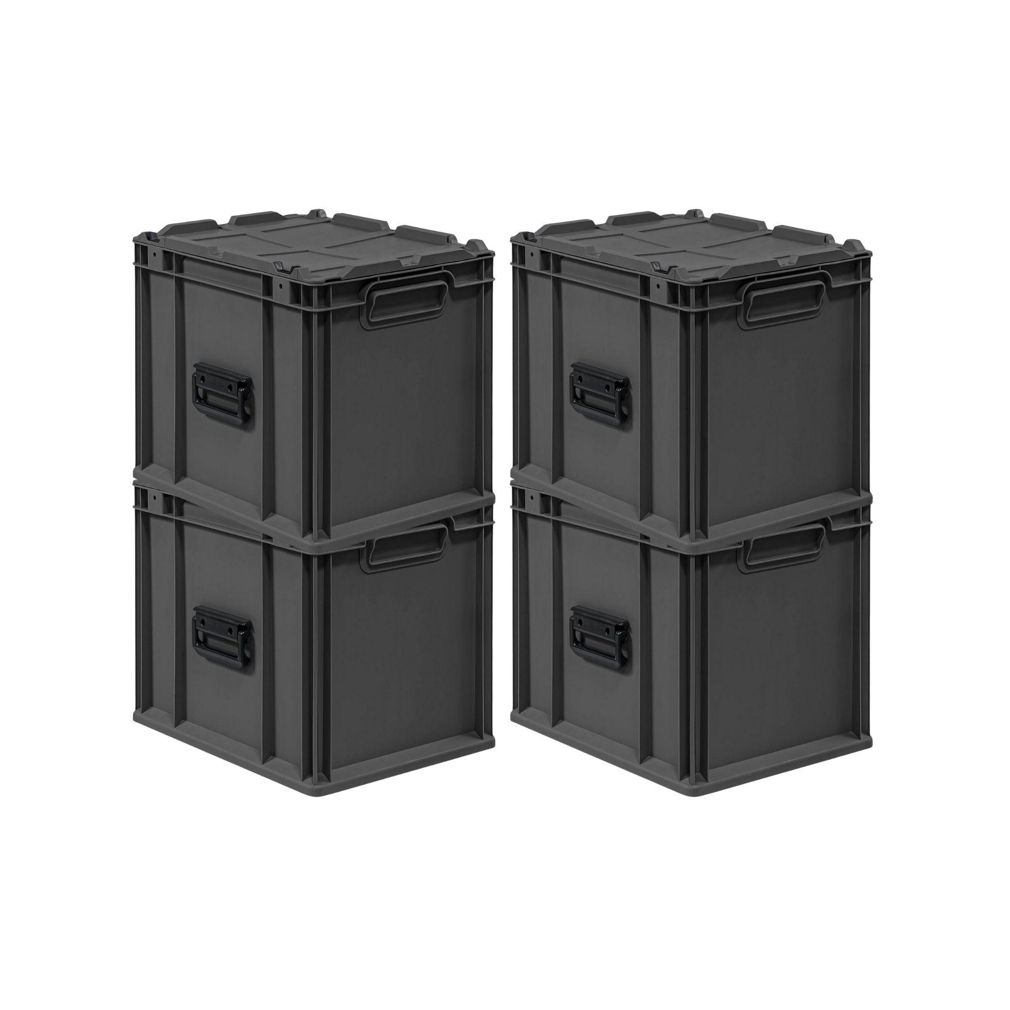 EUROBOX 4x NextGen Portable, HxBxT 33,5x30x40cm, 30 Liter, Schwarz - Schwarz, Kunststoff (30/33.5/40cm) - PROREGAL