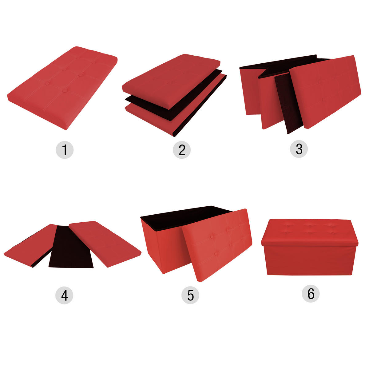 FUSSHOCKER Rot 38/76/38 cm - Rot, Textil (38/38/76cm) - Mobili Rebecca