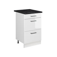 DULAP DE BAZĂ DE BUCĂTĂRIE R-Line, Alb lucios ridicat/Alb, 50 cm стільниця Антрацит - alb lucios/alb, compozit lemnos (50/81.6/60cm) - Vicco