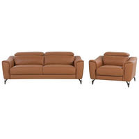 SOFA-SET 4-sitzer Leder Braun Narwik - Braun, Leder/Kunststoff (203/93/98cm) - Beliani